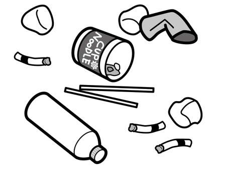 Scattered leftovers and paper debrisのイラスト素材