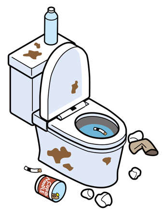 Western toilet with scattered messのイラスト素材
