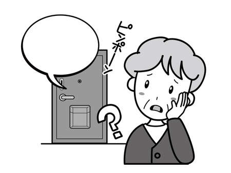 Grandmother worried about suspicious visitors (Ring tone)のイラスト素材