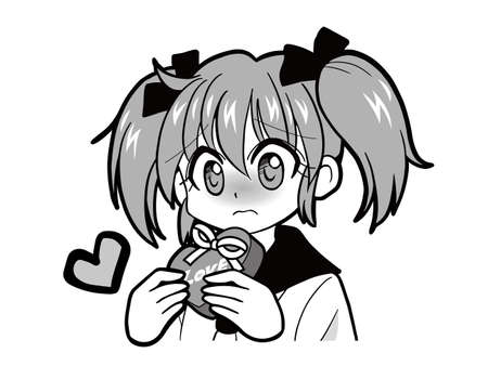 A girl in a sailor suit who gives Valentines chocolate while blushing (tension)のイラスト素材