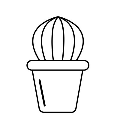 cactus plant in pot decoration icon vector illustration design thick line.の写真素材