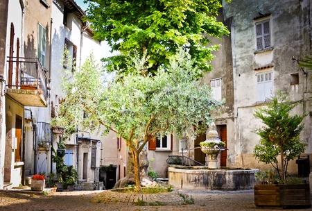Reinesse Square and fountain in Flayosc Provenceの写真素材