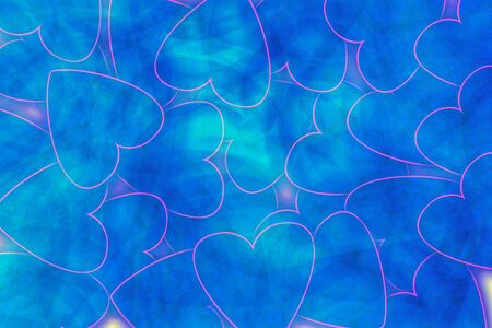 Love, Valentine day and heart design background. Illustration concept of unique blue hearts with...