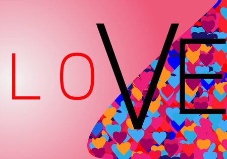 Love, Valentine, word or phrase and heart design. Vector concept of positive emotional, mental states of humanity. For your celebrating of love, wedding or couple, passion, or important day.のイラスト素材