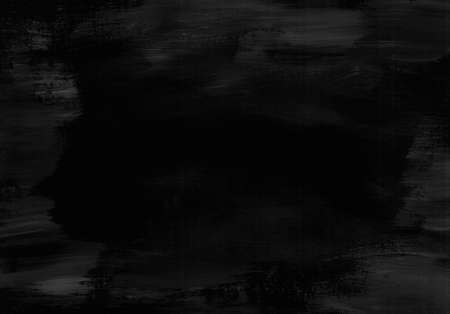 Handmade, hand drawn painting. Black, noir grunge, scratched acrylic painting on canvas. Abstract color texture background. Flat lay, overlay, backdrop, product display, banner concept.の写真素材