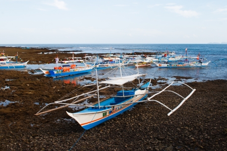 Local boats in the Philipines waiting for passengers to arrive.のeditorial素材