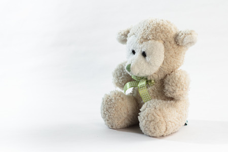 Cuddly stuffed toy isolated on white background.の写真素材