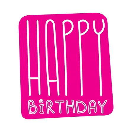 Happy birthday greeting card. Birthday celebration postcard. Congratulations banner. Party vintage style background art. Decorative wallpaper in lovely retro style.のイラスト素材