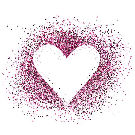 Confetti love heart template design for valentine day. Romantic holiday decoration. Art for home, print, web, banners, posters. Valentines day and Wedding anniversary illustration.のイラスト素材