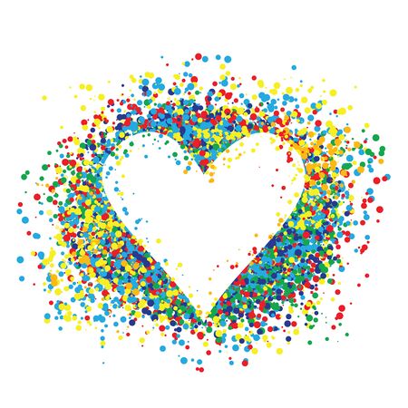 Confetti love heart template design for valentine day. Romantic holiday decoration. Art for home, print, web, banners, posters. Valentines day and Wedding anniversary illustration.のイラスト素材