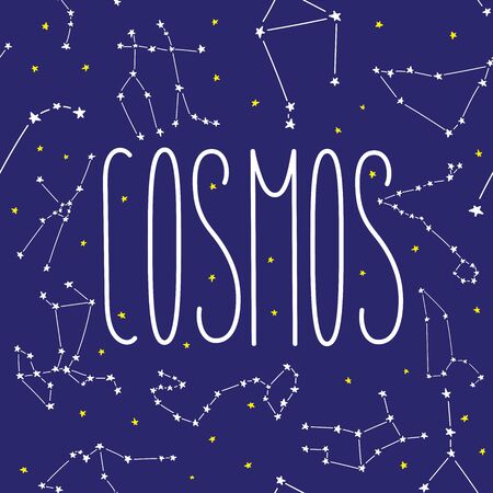 Cosmos constellation stars horoscope decoration seamless patternのイラスト素材