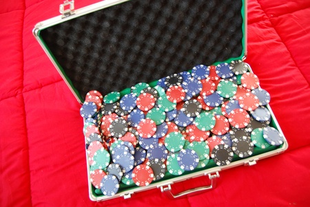 image of a briefcase full of chips, texas holdemの写真素材