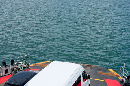 Ferry crossing vehicles on Lake Constance in Switzerlandの写真素材