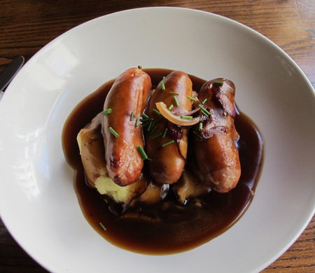 Bangers and Mash Meal in London Pubの写真素材