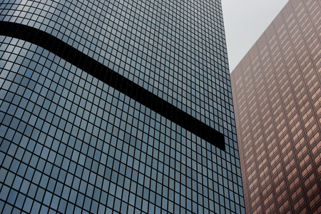 LOS ANGELES, USA - June 30, 2016: Up close view of modern architecture in downtown L.A.
