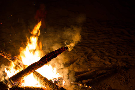 Firewood in bonfireの写真素材