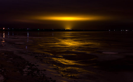 Light in a night skyの写真素材