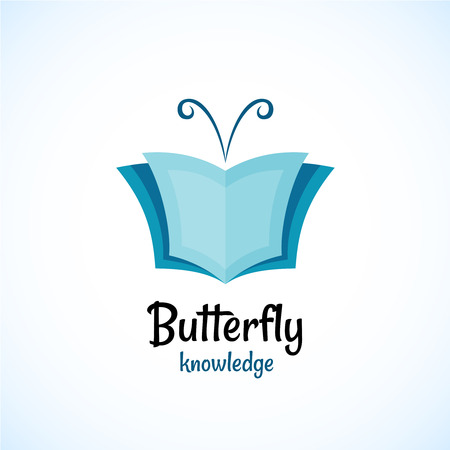 Open book logo witn butterfly horns at the top.のイラスト素材