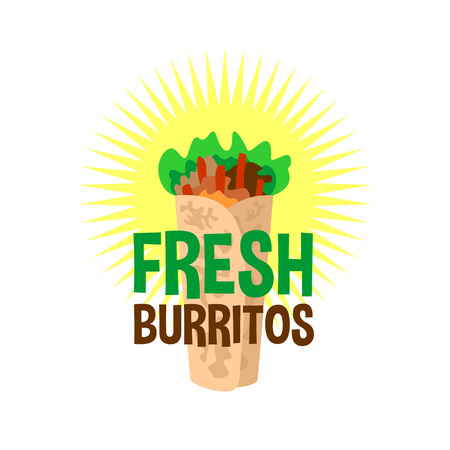 Fresh burrito logo. Snack bar signboard.のイラスト素材