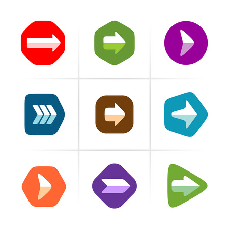Arrow icons set. Flat color with rounded corner signs.のイラスト素材