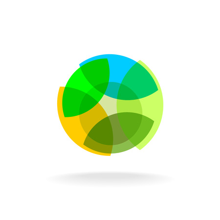 Abstract colorful flower natural logo template. Round shape. Transparency are flattened.のイラスト素材