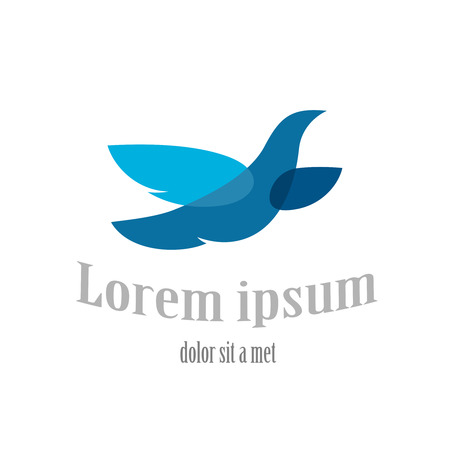 Flying bird logo template. Blue dove symbol. Transparency are flattened.のイラスト素材