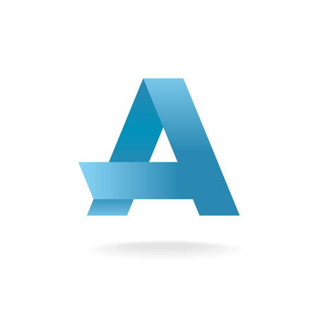 Letter A logo template. Blue straight origami ribbons.のイラスト素材