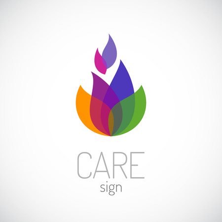 Two stylized people together logo template. Flower or flame sign.のイラスト素材