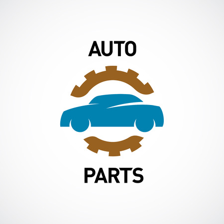 Auto parts logo template. Car silhouette with gear sign.のイラスト素材