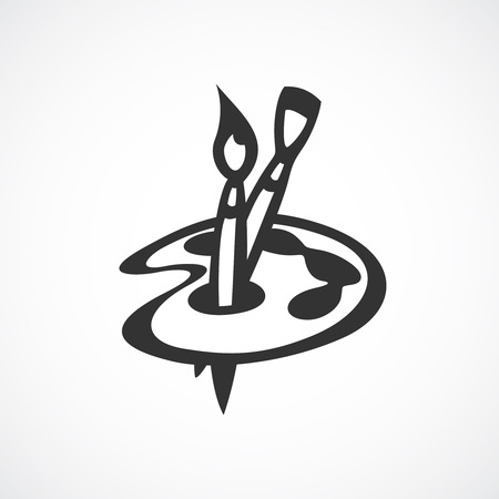 Brushes and palette set. Black symbol.のイラスト素材