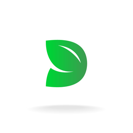 D letter logo template. Green leaves nature concept.のイラスト素材