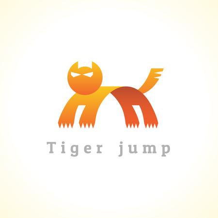 Tiger in a jump stylize logoのイラスト素材
