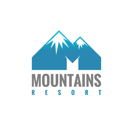 M letter mountains logo templateのイラスト素材