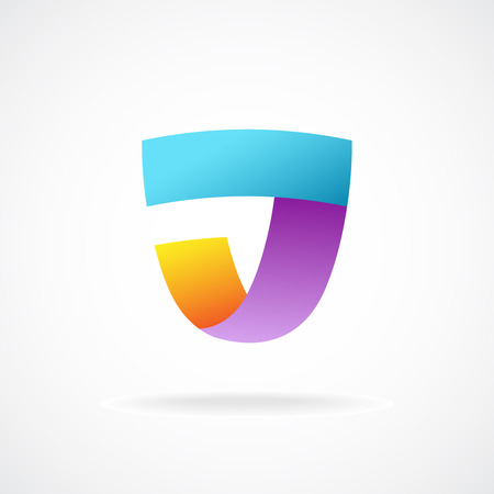 J letter logo template. Shield shape sign.のイラスト素材