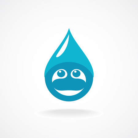 Water drop with fun face logo templateのイラスト素材