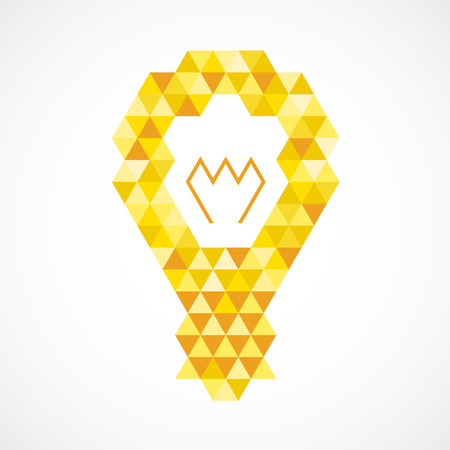 Light bulb creative idea concept. Orange and yellow triangles pattern.のイラスト素材