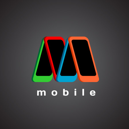 M letter logo template. Mobile devices store concept.のイラスト素材