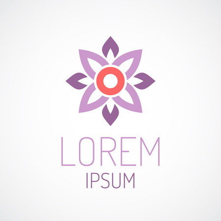 Puprle lotus flower top view geometrical logo template conceptのイラスト素材