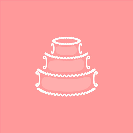 Wedding cake contour logo. Pink colors.のイラスト素材