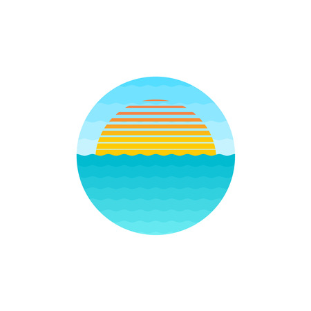 Rising sun at the sea surface roundのイラスト素材