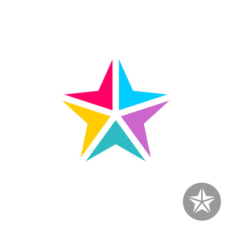 Colorful triangle geometric elements star template. Arrows to center point.のイラスト素材