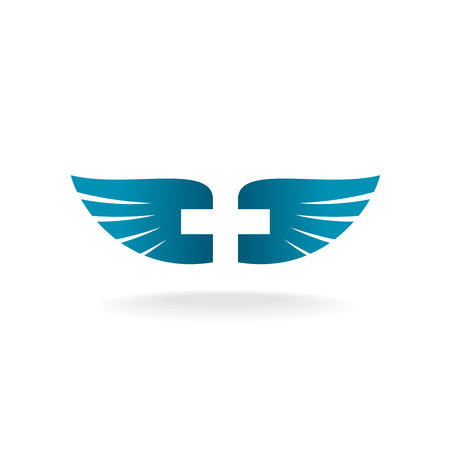 Wings with cross shape at the negative space templateのイラスト素材
