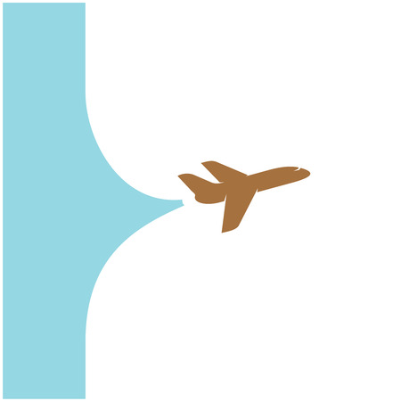Flying plane with banner space from tail. Design template.のイラスト素材