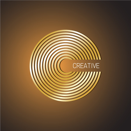Letter C logo template. Golden wide lines style.のイラスト素材