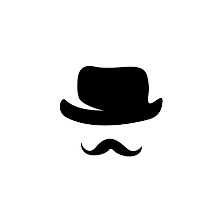Retro hat and moustache silhouettesのイラスト素材