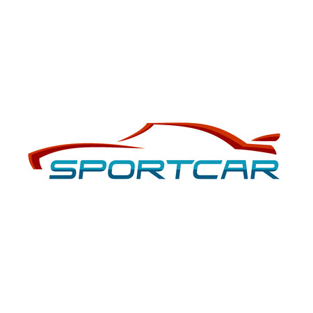 Sportcar logo silhouette template. Red and blue colors.のイラスト素材