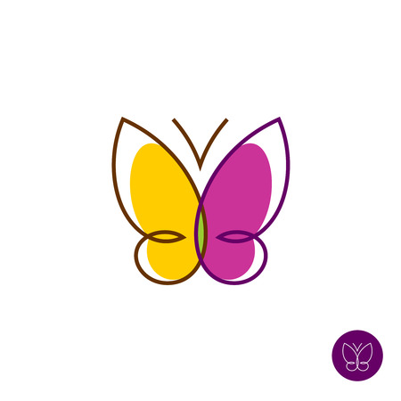 Butterfly simple colorful linear logo templateのイラスト素材