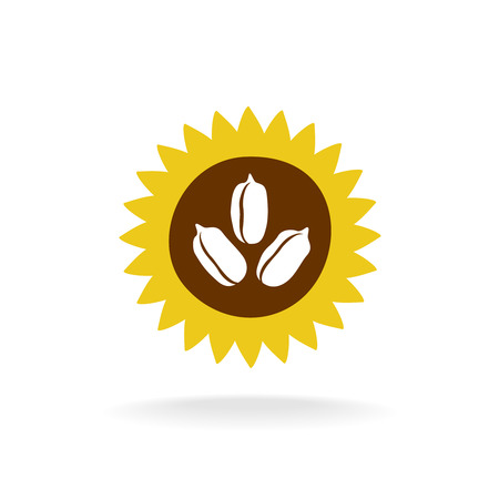 Sunflower logo with seeds iconのイラスト素材