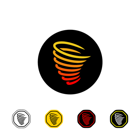 Tornado vector logo on black. Warning sign with variations.のイラスト素材