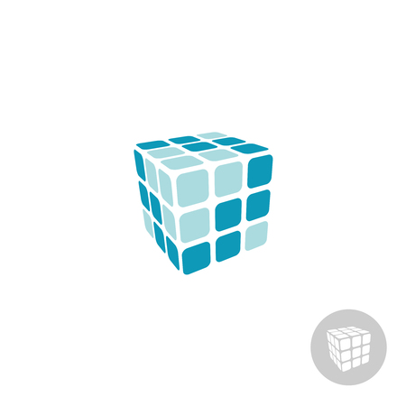 3d cube digital logo with facesのイラスト素材
